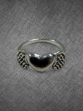Silver Vintage Heart Ring - Size 7